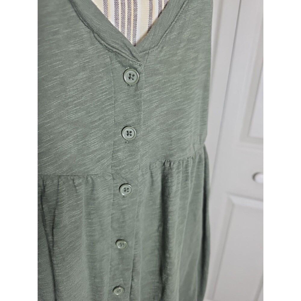 Torrid Sleep Sz 1 Green Short Sleeve Button Down Sleep Dress Pockets 100% Cotton - Picture 2 of 9